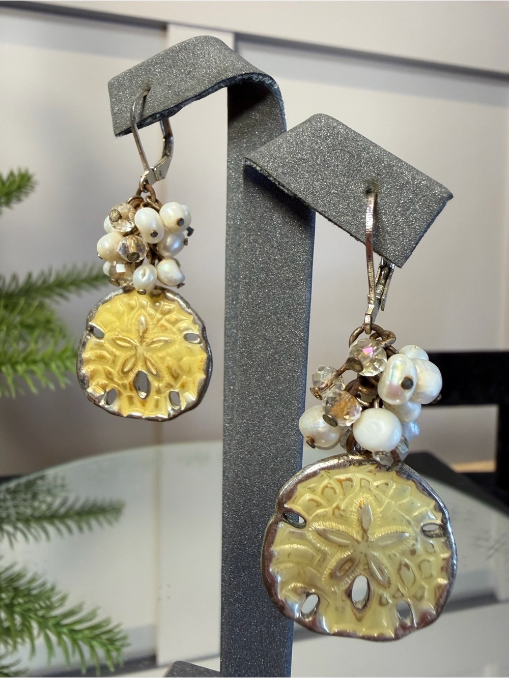 Tommy Bahama Gold Tone Sand Dollar Rustic Earrings